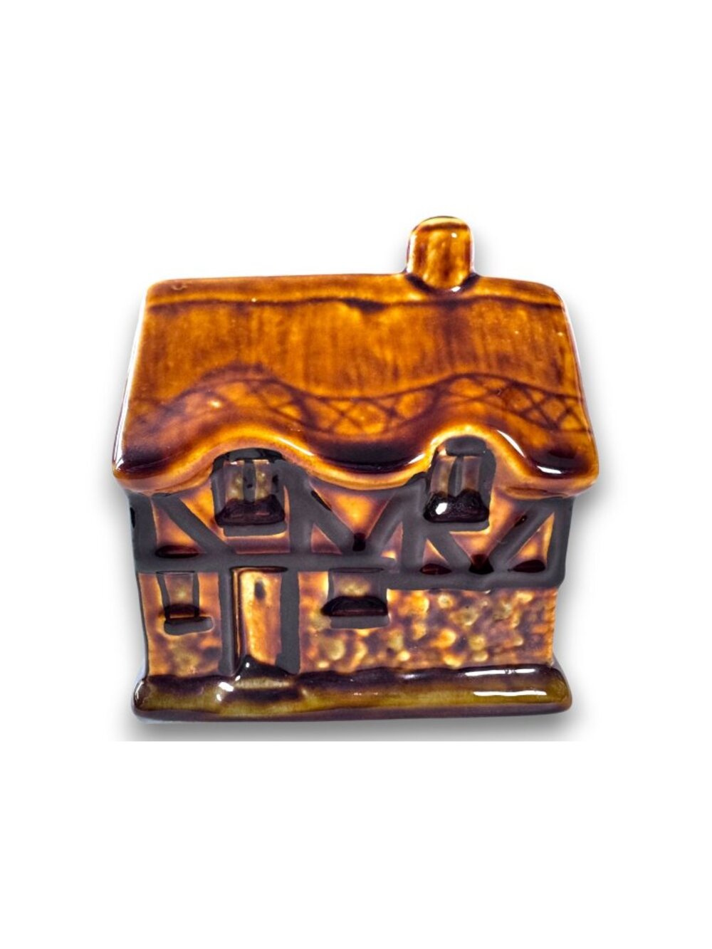 Vintage Studio Szeiler England Ceramic Cottage Coin Bank Hand Painted Tudor